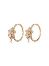 Eye Candy La Women's Luxe Amelia Goldtone & Cubic Zirconia Floral Hoop Earrings In Brass