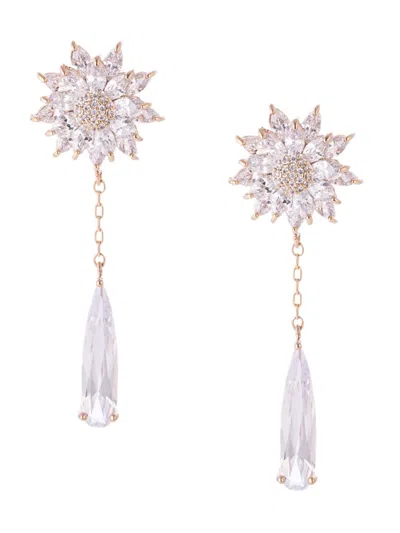 Eye Candy La Women's Luxe Anahita 18k Goldplated & Cubic Zirconia Floral Drop Earrings In Brass