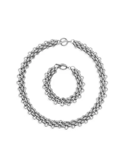 Eye Candy La Women's Luxe Anat 2-piece Necklace & Bracelet Set In Silver
