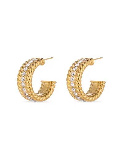 Eye Candy La Women's Luxe Anat Goldtone & Cubic Zirconia Hoop Earrings In Neutral