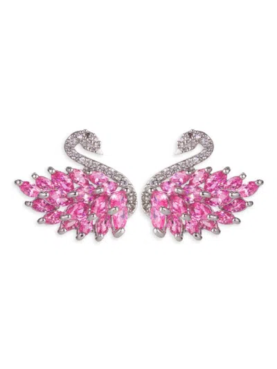 Eye Candy La Women's Luxe Ariana Cubic Zirconia Swan Stud Earrings In Brass