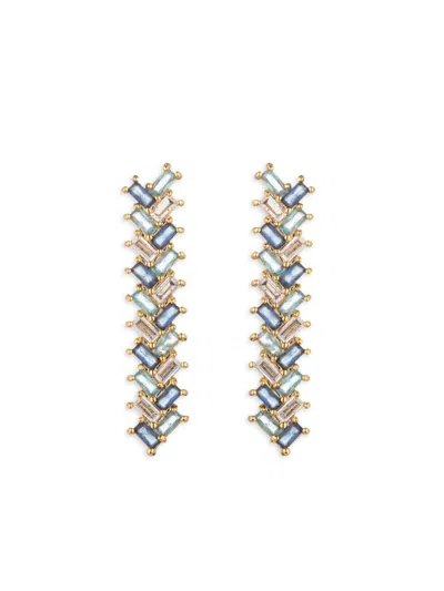 Eye Candy La Women's Luxe Aurora Goldtone & Cubic Zirconia Zig Zag Earrings In Brass