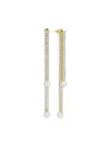 Eye Candy La Women's Luxe Aziza Goldtone, Cubic Zirconia & Simulated Pearl Dangle Fringe Earrings In Brass