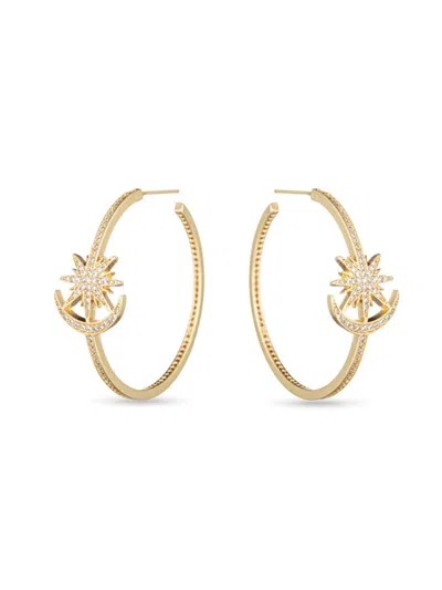 Eye Candy La Women's Luxe Azzurra Goldtone & Cubic Zirconia Hoop Earrings In Yellow Gold
