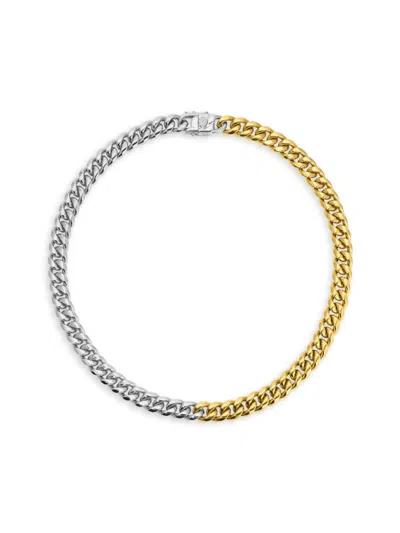 Eye Candy La Women's Luxe Belle Two Tone Titanium Cuban Link Necklace In Neutral