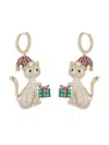 Eye Candy La Women's Luxe Cat Goldtone Brass & Multi Cubic Zirconia Drop Earrings In Gold