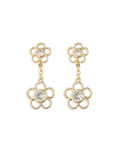 Eye Candy La Women's Luxe Charlotte Goldtone & Cubic Zirconia Floral Drop Earrings In Brass