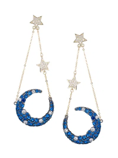 Eye Candy La Women's Luxe Collection 14k Goldplated Brass & Cubic Zirconia Star & Moon Drop Earrings