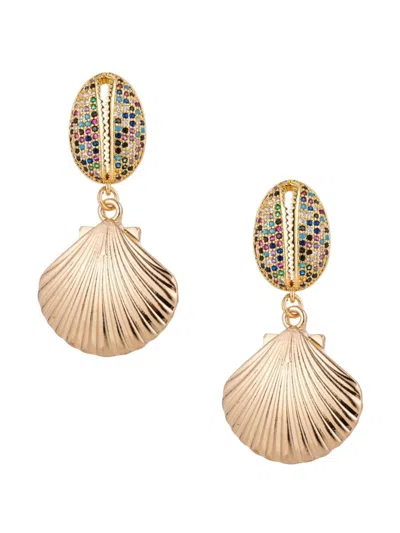 Eye Candy La Women's Luxe Collection 18k-goldplated Brass & Cubic Zirconia Shell Drop Earrings