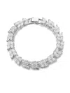 Eye Candy La Women's Luxe Collection Rhodium-plated Brass & Cubic Zirconia Double-stack Leaf Tennis Bracelet