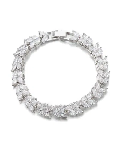 Eye Candy La Women's Luxe Collection Rhodium-plated Brass & Cubic Zirconia Double-stack Leaf Tennis Bracelet In Gold