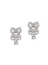Eye Candy La Women's Luxe Collection Rhodium-plated Brass & Cubic Zirconia Owl Drop Earrings