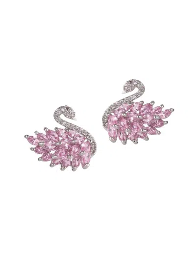 Eye Candy La Women's Luxe Collection Rhodium-plated Brass & Cubic Zirconia Swan Stud Earrings