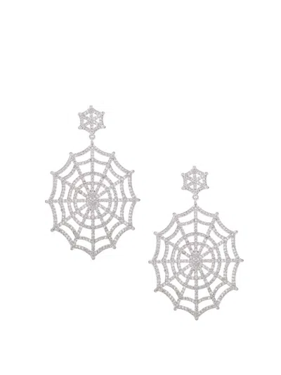 Eye Candy La Women's Luxe Collection Rhodium-plated Brass & Cubic Zirconia Web Drop Earrings