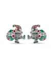 Eye Candy La Women's Luxe Collection Santa Helper Silvertone Brass & Multi Cubic Zirconia Stud Earrings In Metallic
