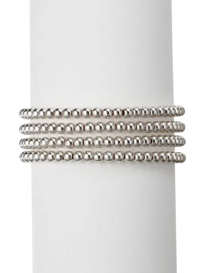 Eye Candy La Women's Luxe Collection Set Of 4 Rhodium-plated Brass & Beaded Stretch Bracelets