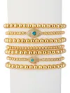 Eye Candy La Women's Luxe Collection Set Of 7 18k Goldplated Brass & Cubic Zirconia Hamsa & Evil Eye Beaded Stret