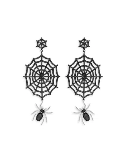 Eye Candy La Women's Luxe Cubic Zirconia Spider Web Drop Earrings In Brass