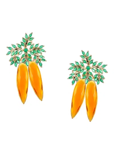 Eye Candy La Women's Luxe Dana 18k Goldplated & Cubic Zirconia Carrot Drop Earrings In Metallic