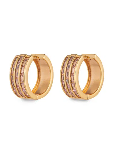 Eye Candy La Women's Luxe Daphne Goldtone & Cubic Zirconia Cuff Earrings In Pink