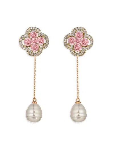 Eye Candy La Women's Luxe Deoborah 18k Goldplated & Cubic Zirconia Dangle Earrings In Pink