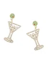 Eye Candy La Women's Luxe Dry Martini 18k Goldplated & Cubic Zirconia Drop Earrings In Brass