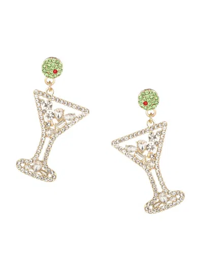 Eye Candy La Women's Luxe Dry Martini 18k Goldplated & Cubic Zirconia Drop Earrings In Brass