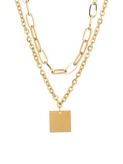 Eye Candy La Women's Luxe Eleanor Goldtone Double Drop Pendant Necklace In Neutral