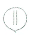 Eye Candy La Women's Luxe Elizabeth 2-piece Silvertone Cubic Zirconia Necklace & Earrings Set In Brass