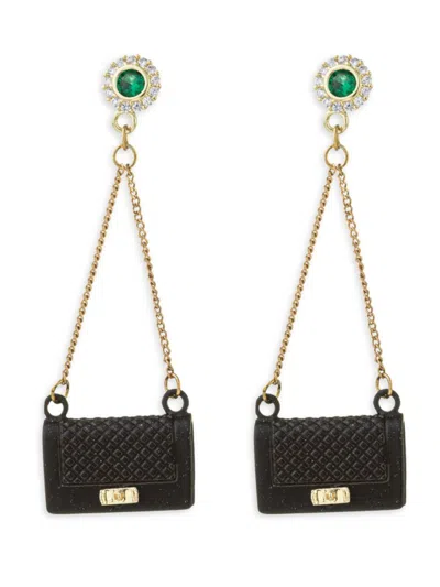 Eye Candy La Women's Luxe Ella 18k Goldplated & Cubic Zirconia Drop Earrings In Black