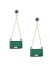 Eye Candy La Luxe Collection Green Purse Cubic Zirconia Crystal Drop Earrings In Green