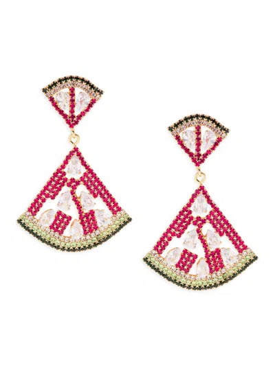 Eye Candy La Women's Luxe Ella Goldtone & Cubic Zirconia Dangle Earrings In Pink