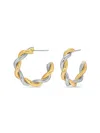 EYE CANDY LA WOMEN'S LUXE ELLIE TWO TONE WIRE HALF HOOP EARRINGS