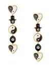 Eye Candy La Women's Luxe Evil Eye Hamsa Yin Yang 18k Goldplated & Enamel Dangle Earrings In Brass