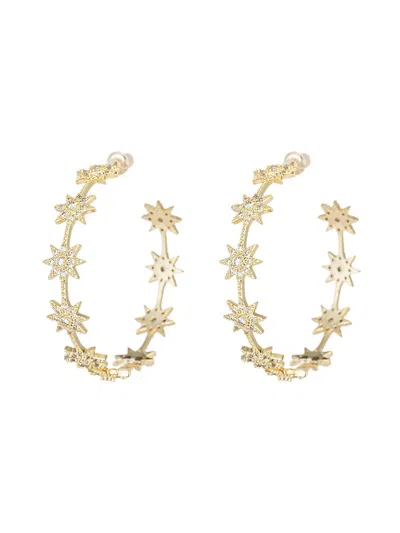 Eye Candy La Women's Luxe Goldtone & Crystal Star Hoop Earrings In Neutral