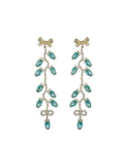 Eye Candy La Women's Luxe Goldtone & Cubic Zirconia Bow Leaf Dangle Earrings In Brass