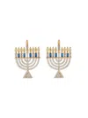 Eye Candy La Women's Luxe Goldtone & Cubic Zirconia Hannukah Menorah Drop Earrings In Brass