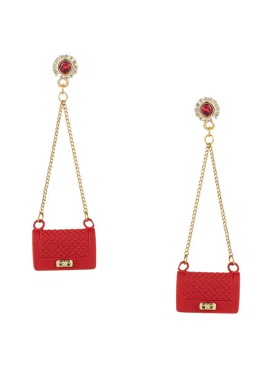 Eye Candy La Women's Luxe Goldtone & Cubic Zirconia Purse Drop Earrings In Brass