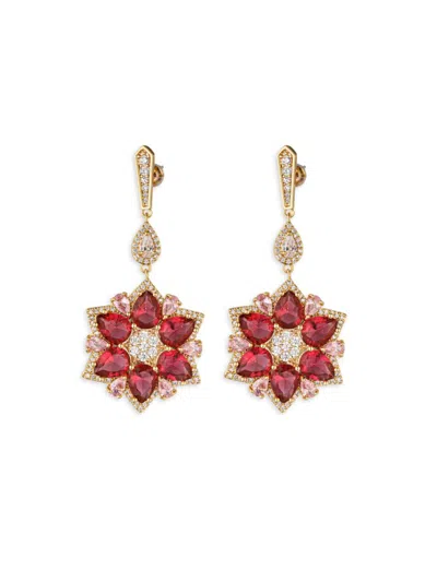 Eye Candy La Women's Luxe Goldtone & Cubic Zirconia Starburst Dangle Earrings In Brass