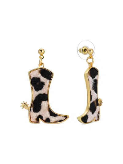 Eye Candy La Women's Luxe Goldtone Cowgirl Boot Drop Earrings In Brass