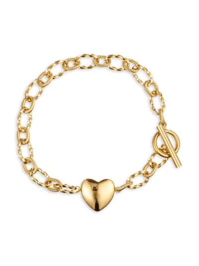 Eye Candy La Women's Luxe Goldtone Heart Link Bracelet In Brass