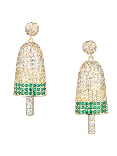 Eye Candy La Women's Luxe Green Popsicle 18k Goldplated & Cubic Zirconia Drop Earrings In Metallic