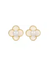 Eye Candy La Women's Luxe Iris Flower Faux Pearl Earrings In Brass