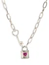 Eye Candy La Women's Luxe Ivanna Cubic Zirconia Lock Pendant Necklace In Neutral