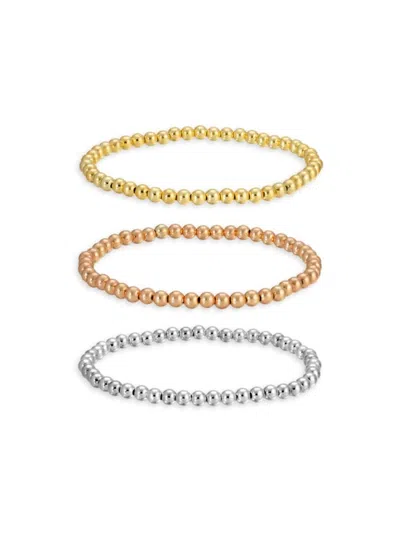 Eye Candy La Women's Luxe Ivy 3-piece Beaded Bracelet Set In Rose