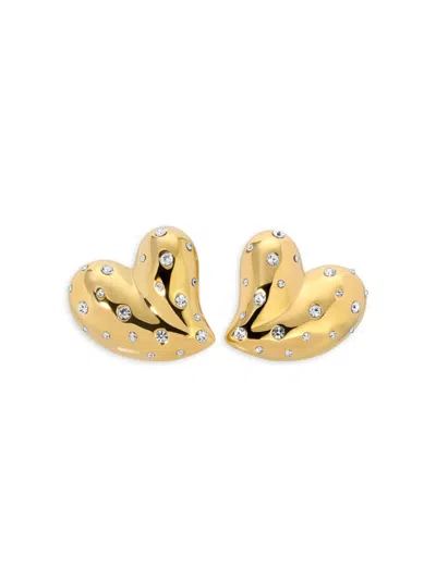 Eye Candy La Women's Luxe Jamila 14k Goldplated & Cubic Zirconia Heart Stud Earrings In Neutral