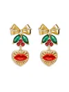 Eye Candy La Women's Luxe Kiss Of Heart Goldtone Brass, Multi Cubic Zirconia & Enamel Drop Earrings In Gold