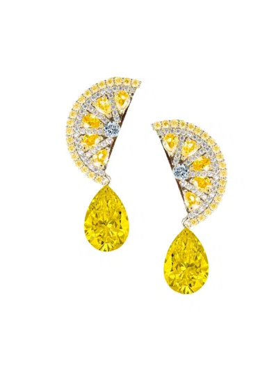 Eye Candy La Women's Luxe Lemon Squeeze Silvertone Plated & Cubic Zirconia Dangle Earrings