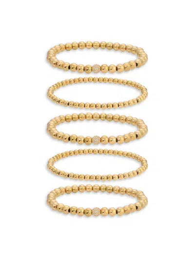 Eye Candy La Women's Luxe Lexy 5-piece Titanium & Cubic Zirconia Beaded Bracelet Set In Neutral