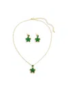 Eye Candy La Women's Luxe Lina 2-piece 14k Goldplated & Cubic Zirconia Necklace & Earring Set In Brass
